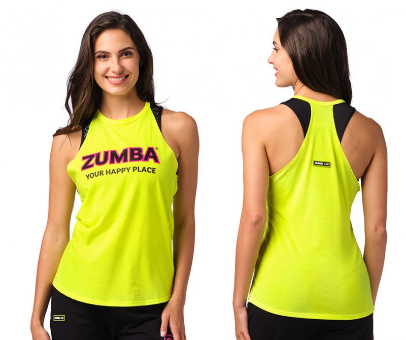 Zumba Your Happy Place Tank Top - Caution