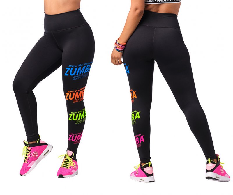 Zumba Happy High Waisted Ankle Leggings - Bold Black