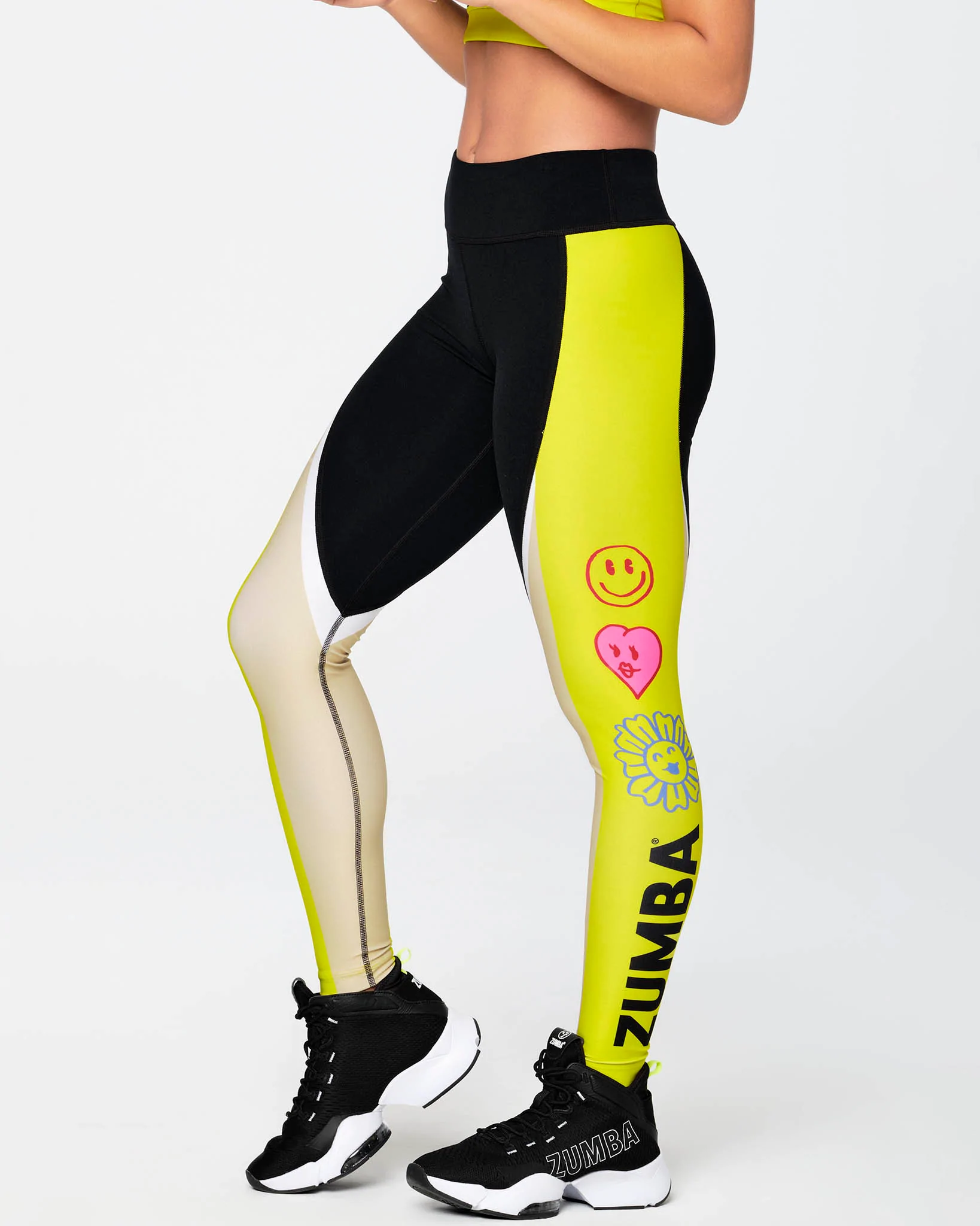 Zumba Happy Perfect Waistband Ankle Leggings - Bold Black