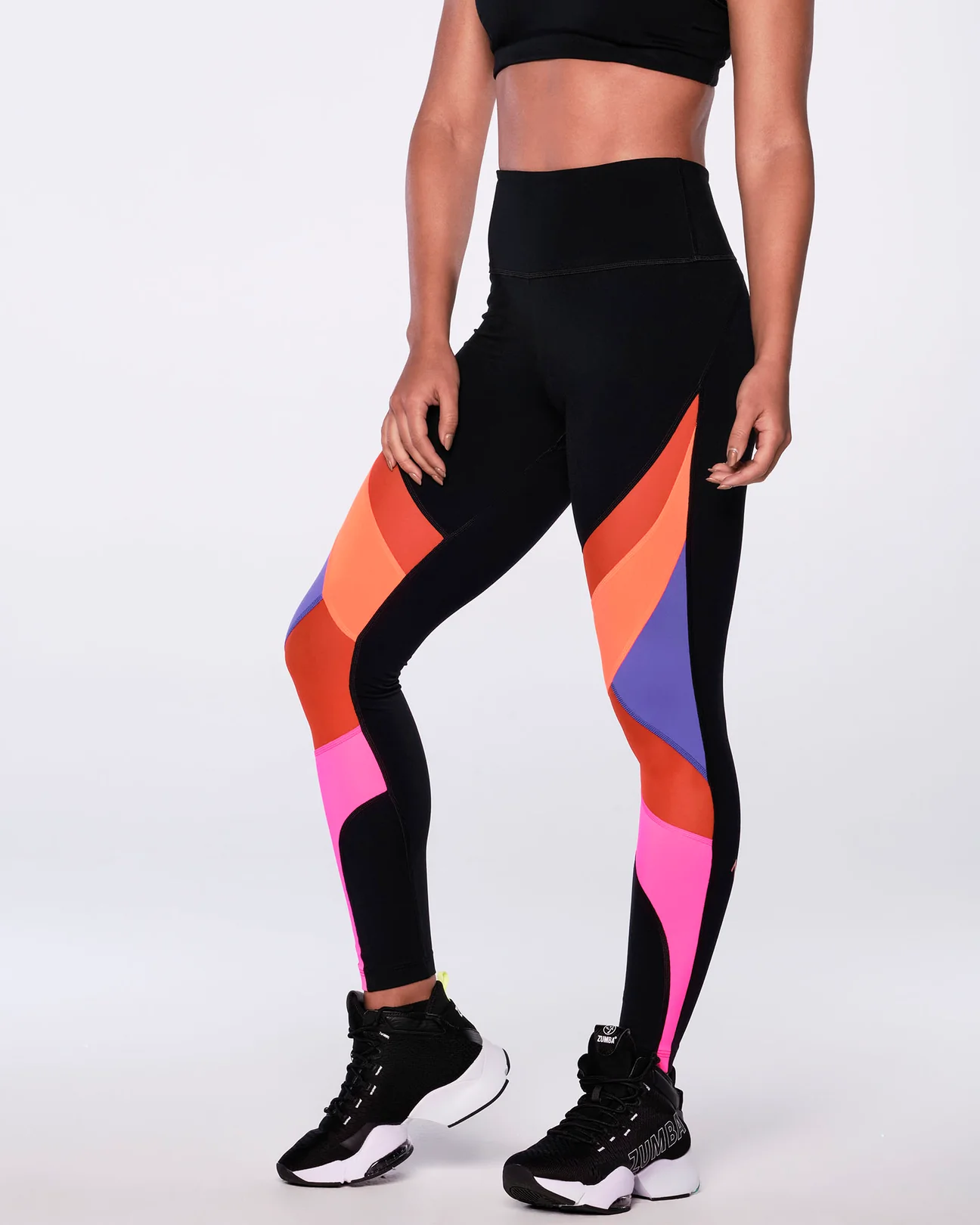 Zumba Muy Caliente High Waisted Panel Ankle Leggings Black