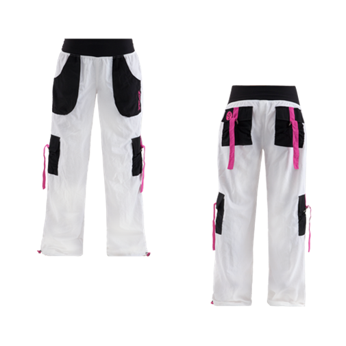 Zumba Samba Cargo Pants size Small - White-Black