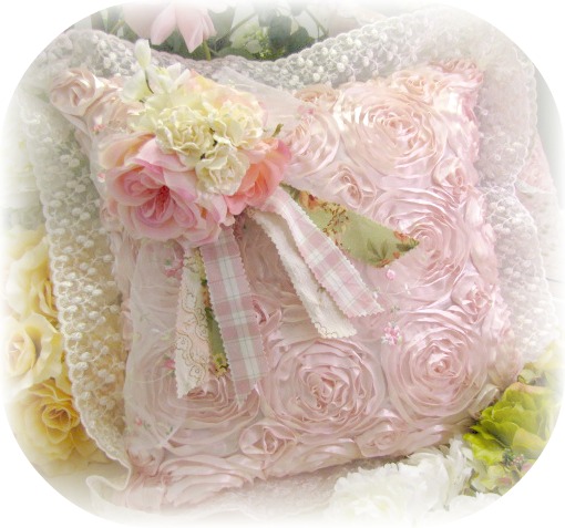 Thumbnail of Rose Blush Cottage Collection Square Pillow