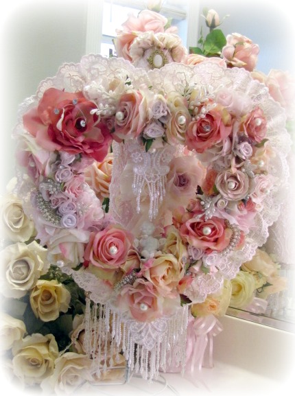 Thumbnail of Pink Cherub Heart Wreath