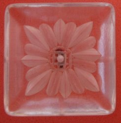 Thumbnail of Vintage Large Square Clear Lucite Floral Button 
