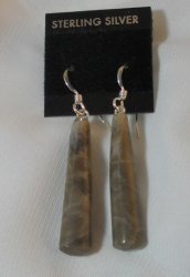 Thumbnail of Petoskey Stone Pencil drop Earrings SS wires Michigan Fossil No. I