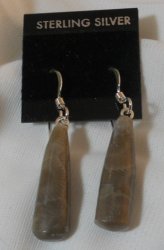 Thumbnail of Petoskey Stone Pencil drop Earrings SS wires Michigan Fossil No. II