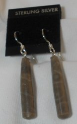 Thumbnail of Petoskey Stone Pencil drop Earrings SS wires Michigan Fossil No. III