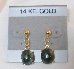 Thumbnail of Greenstone Chlorastrolite Earrings 14 Kt gold setting Jewelry MI