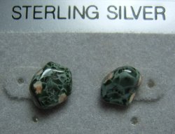 Thumbnail of Greenstone Chlorastrolite Ear rings SS posts Jewelry MI