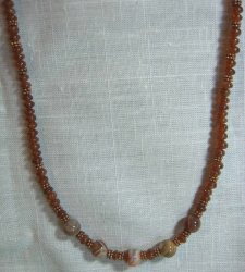 Thumbnail of Lake Superior Agate Beaded Necklace w carnelian copper beads