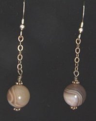 Thumbnail of Lake Superior Agate Bead Earrings SS wires