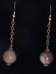 Thumbnail of Lake Superior Agate Bead Earrings SS wires Sold
