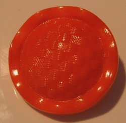 Thumbnail of Large Red Glass Button Basket weave design