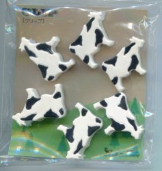 Thumbnail of Cow 6 Pcs Die Cut Plastic Paper Clip Set 