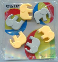 Thumbnail of Elephant 6 Pcs Die Cut Plastic Paper Clip Set #2