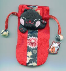 Thumbnail of Japanese Style Beckoning Cat Maneki Neko Drawstring Bag Part 2 #8 (AD0104)