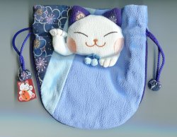 Thumbnail of Japanese Style Beckoning Cat Maneki Neko Drawstring Bag Part 4 #9 (AD0126)
