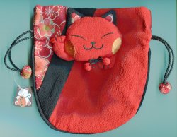 Thumbnail of Japanese Style Beckoning Cat Maneki Neko Drawstring Bag Part 4 #10 (AD0127)