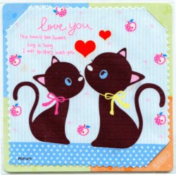 Thumbnail of Two Cats Love You Microfiber Eyeglasses Cleaning Cloth #1 (EC0073)