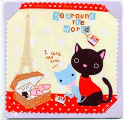 Thumbnail of Cat Travel Around the World Microfiber Eyeglasses Cleaning Cloth #1 (EC0078)