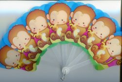 Thumbnail of Monkey and Banana Die Cut Plastic Folding Fan #1 