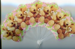 Thumbnail of Two Bears Die Cut Plastic Folding Fan #1 