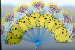 Thumbnail of Rabbit and Tiger Die Cut Plastic Folding Fan #1 