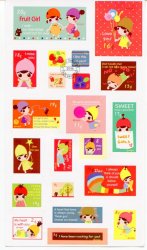 Thumbnail of Angoo Fruit Girl Stamp Shape Sticker Sheet #2 (I0956)