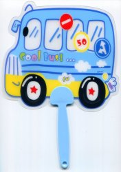 Thumbnail of Blue Bus Die Cut Plastic Hand Fan #1