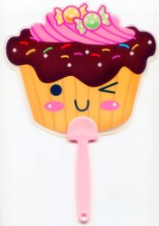 Thumbnail of Cupcake Die Cut Plastic Hand Fan #1