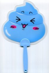 Thumbnail of Blue Feces Die Cut Plastic Hand Fan #1