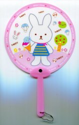 Thumbnail of Happy Rabbit with Ice-cream Die Cut Plastic Hand Fan #1