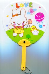 Thumbnail of Love Rabbit Playground Die Cut Plastic Hand Fan #1
