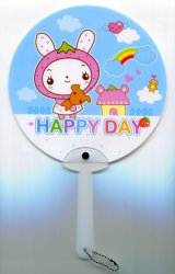 Thumbnail of Happy Day Rabbit Die Cut Plastic Hand Fan #1
