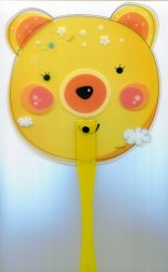 Thumbnail of Yellow Bear Die Cut Plastic Hand Fan #1