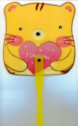 Thumbnail of Yellow Mouse with Heart Die Cut Plastic Hand Fan #1