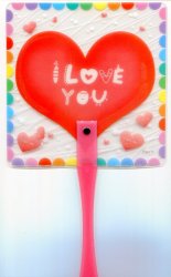 Thumbnail of Heart I love You Die Cut Plastic Hand Fan #1
