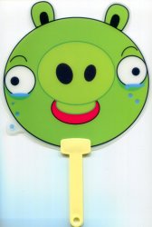 Thumbnail of Green Pig Die Cut Plastic Hand Fan #1