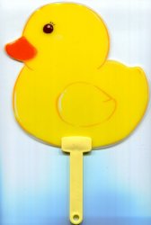 Thumbnail of Yellow Duck Die Cut Plastic Hand Fan #1