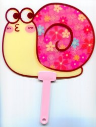 Thumbnail of Cute Snail Die Cut Plastic Hand Fan #1