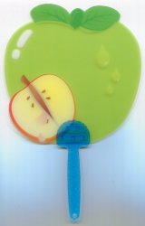 Thumbnail of Green Apple Die Cut Plastic Hand Fan #1