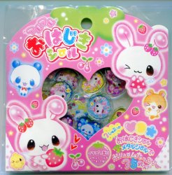 Thumbnail of Japan Q-Lia Rabbit with Strawberry 35 Pieces Sticker Set Sack (I0617) 