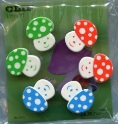 Thumbnail of Mushroom 6 Pcs Die Cut Plastic Paper Clip Set 