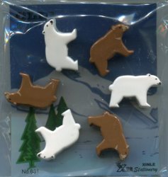 Thumbnail of Bear 6 Pcs Die Cut Plastic Paper Clip Set 