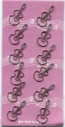 Thumbnail of Cute 12 Pcs Die Cut Paper Clip Set #3 (Guitar) (PC0120)
