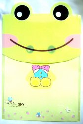 Thumbnail of Animal with Bow Tie Die Cut A4 Plastic File Folder Bag #2 (Yellow Frog)