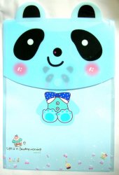 Thumbnail of Animal with Bow Tie Die Cut A4 Plastic File Folder Bag #3 (Blue Panda)