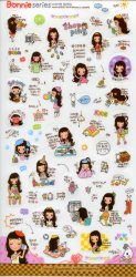 Thumbnail of Korea Bonnie Girl Deco Sticker Sheet #1 (I1239) 