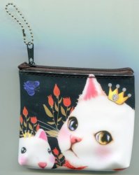 Thumbnail of Cat with Flower Coin Purse Bag #4 (A0790) 
