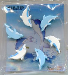 Thumbnail of Dolphin 6 Pcs Die Cut Plastic Paper Clip Set 